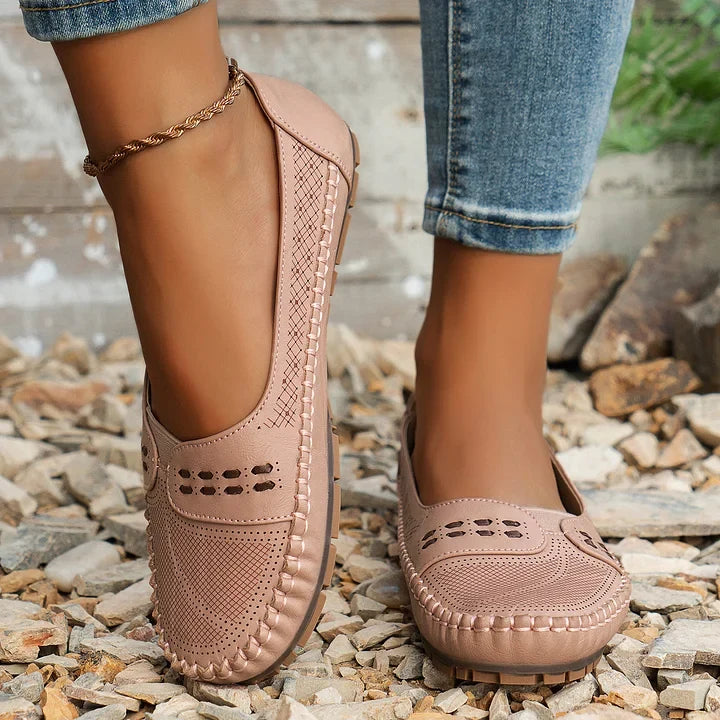 Montarello Women's Knit Slip-On Loafers Stitch Detail