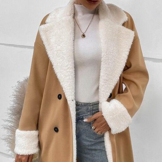 Women's Sherpa-Lined Trench Coat Double-Breasted