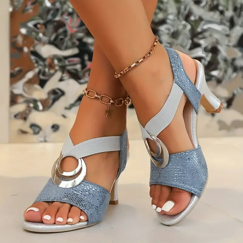 Women's High Heel Sandals with Adjustable Strap and Cushioned Insole