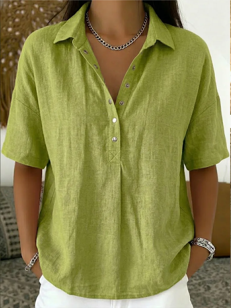 Women's Blouse with Collar and Button Detail