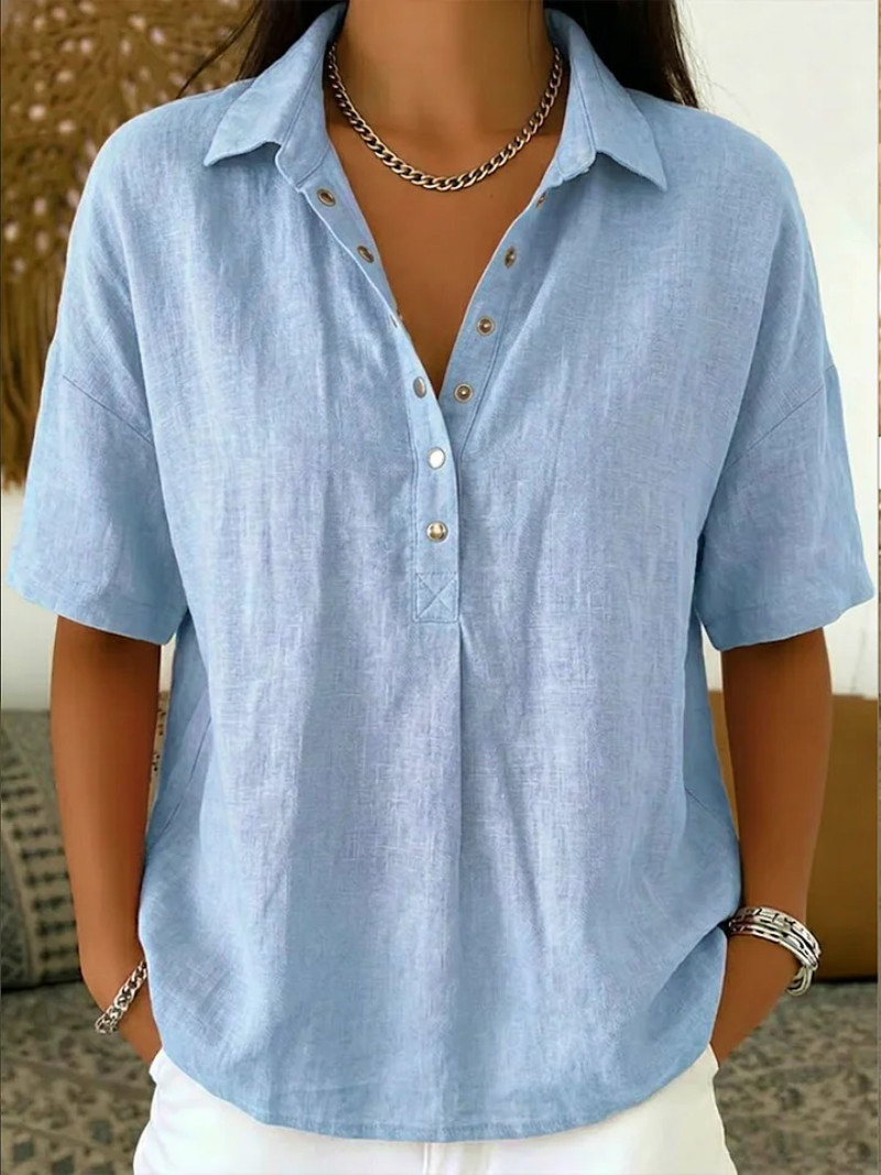 Women's Blouse with Collar and Button Detail
