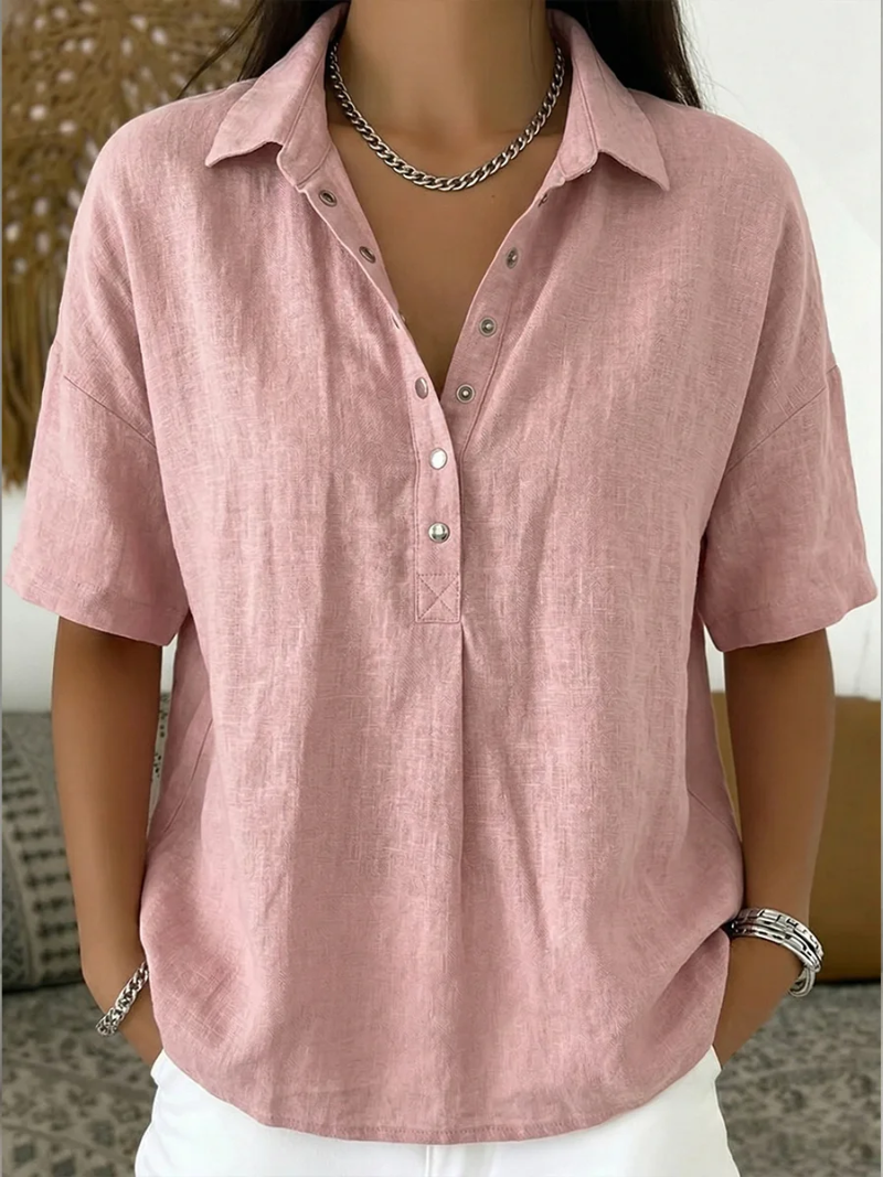 Women's Blouse with Collar and Button Detail