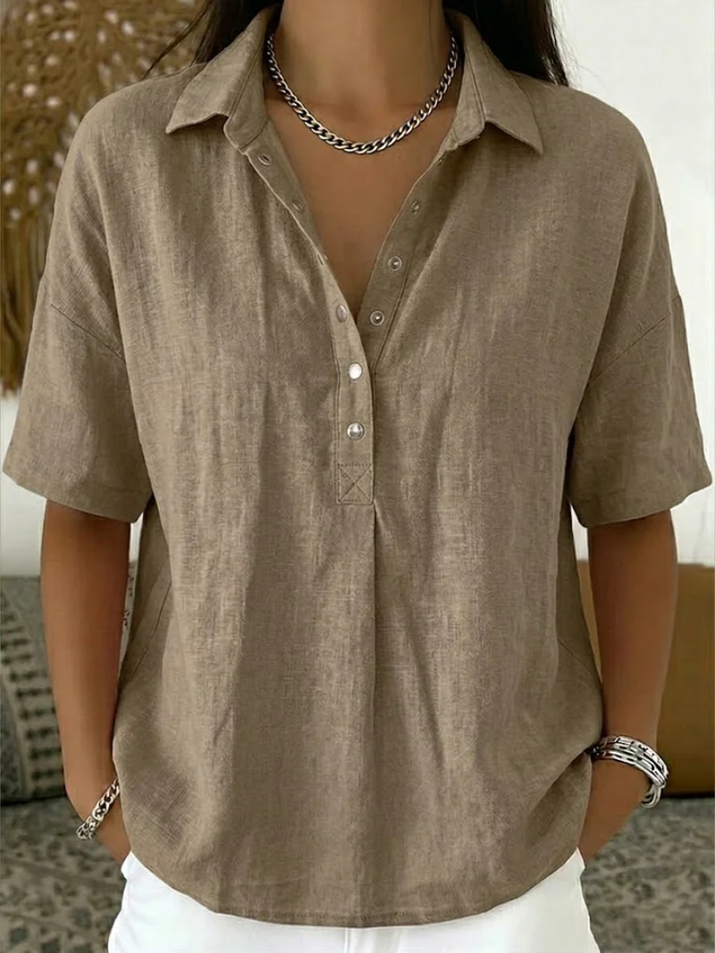 Women's Blouse with Collar and Button Detail