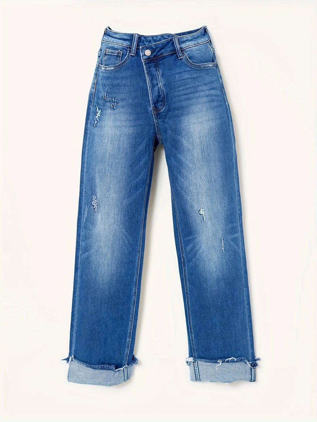 Women's Straight-Leg Jeans with Asymmetric Waist