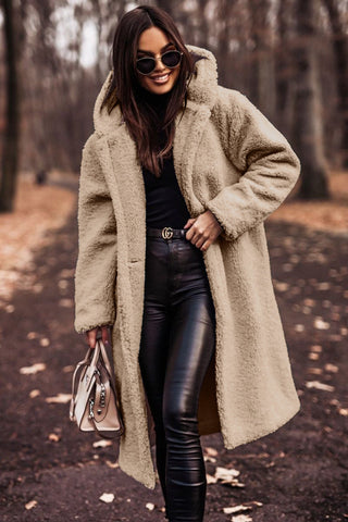 Women's Long Hooded Teddy Coat for Cold Weather