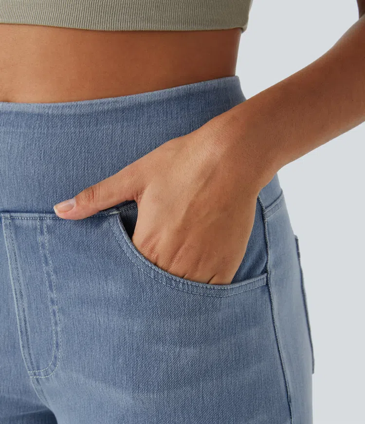 Women's High-Waisted Wide-Leg Jeans with Stretch Fit