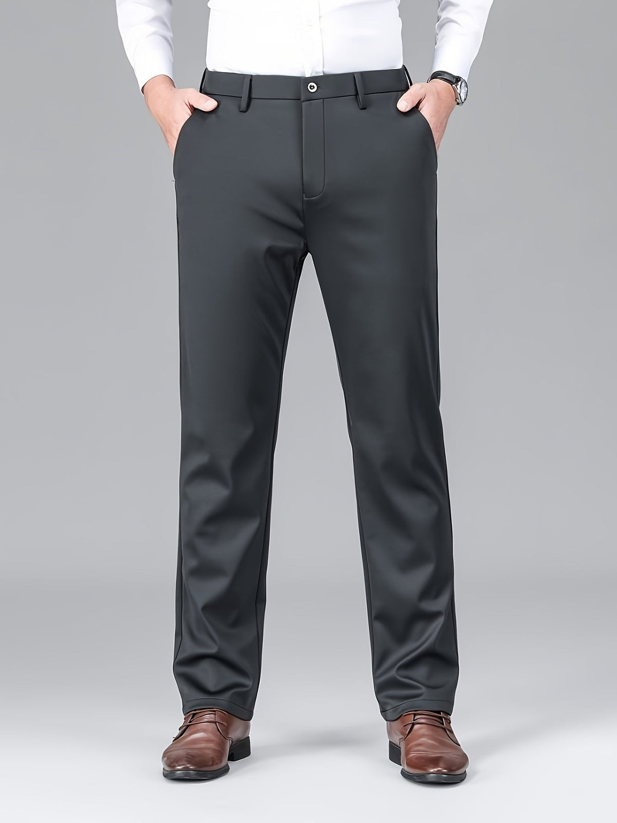 EMBROIDERED STRETCH TROUSERS FOR MEN
