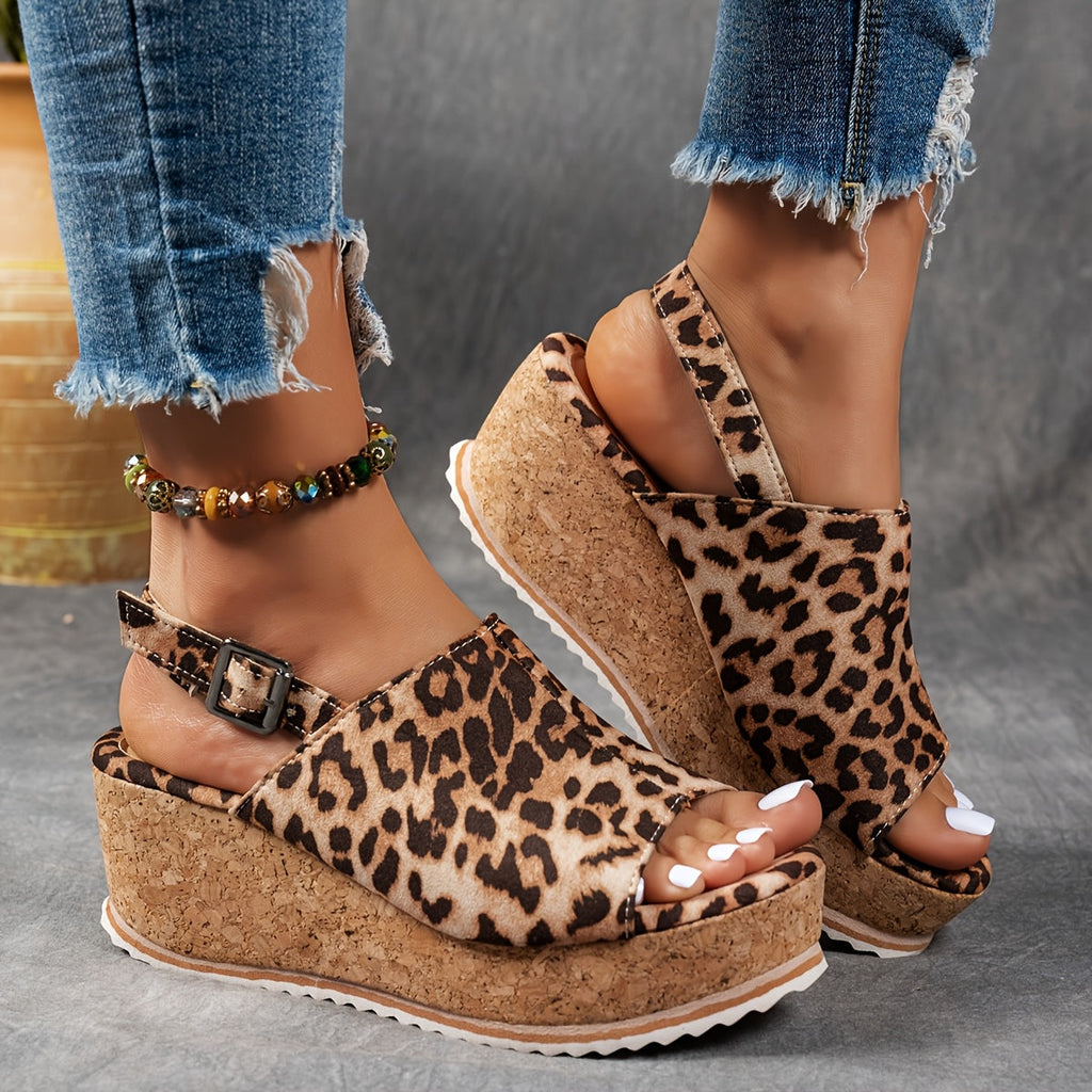 Women's Platform Sandals with Shock-Absorbing Sole and Adjustable Buckle
