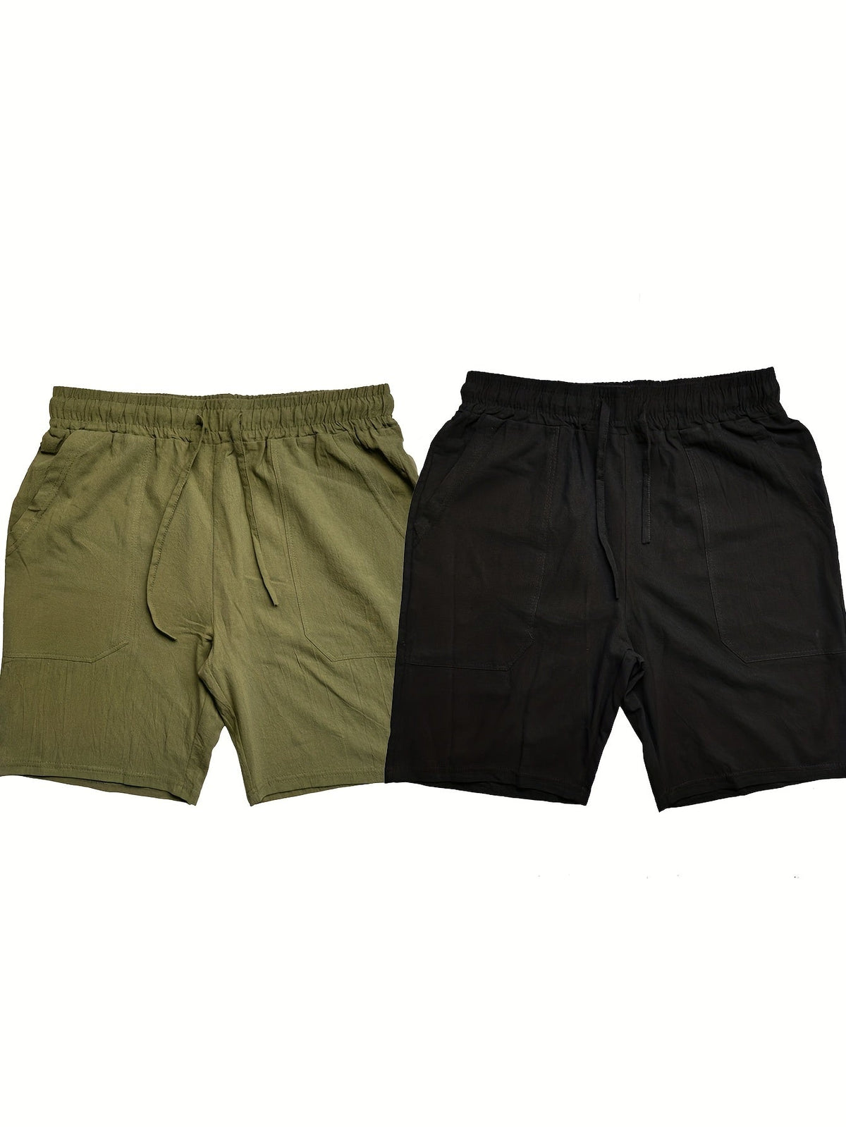 Montarello Men's Linen-Look Drawstring Casual Shorts 2-Pack