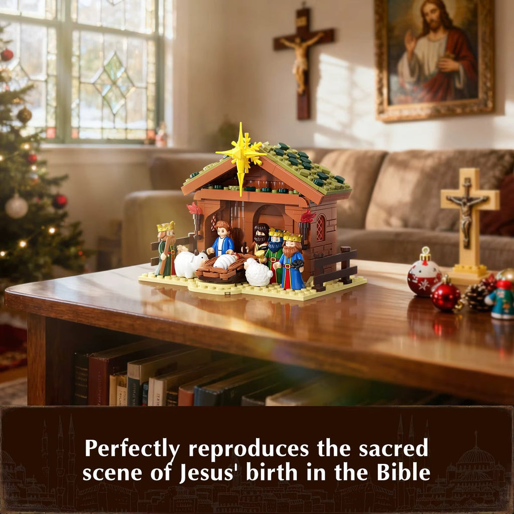 Halloween's Complete White Nativity Building Block Set