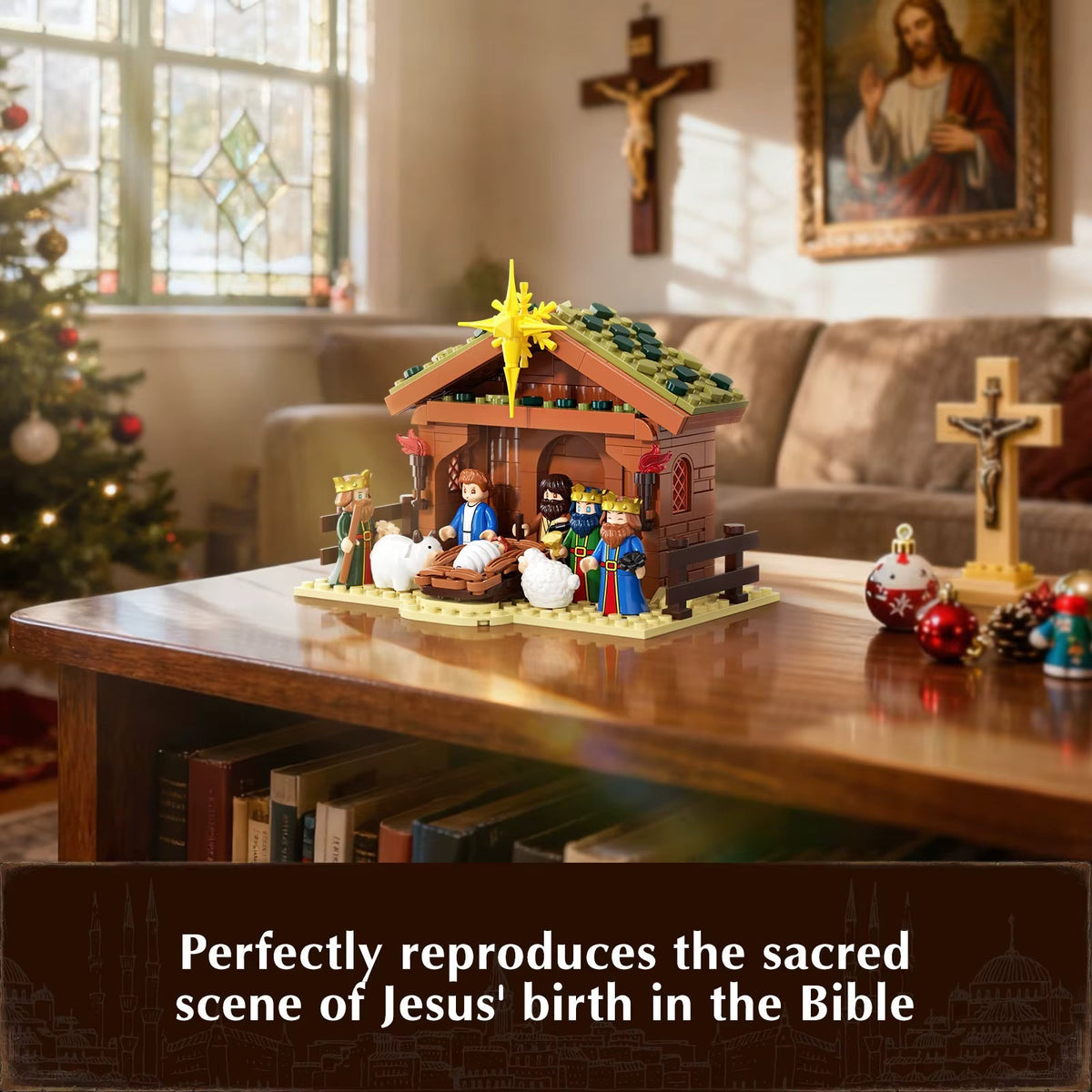Halloween's Complete White Nativity Building Block Set