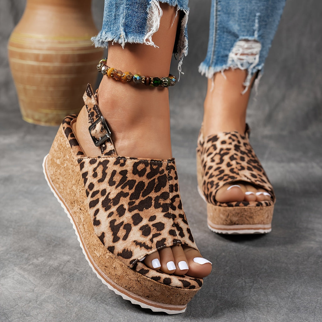 Women's Platform Sandals with Shock-Absorbing Sole and Adjustable Buckle