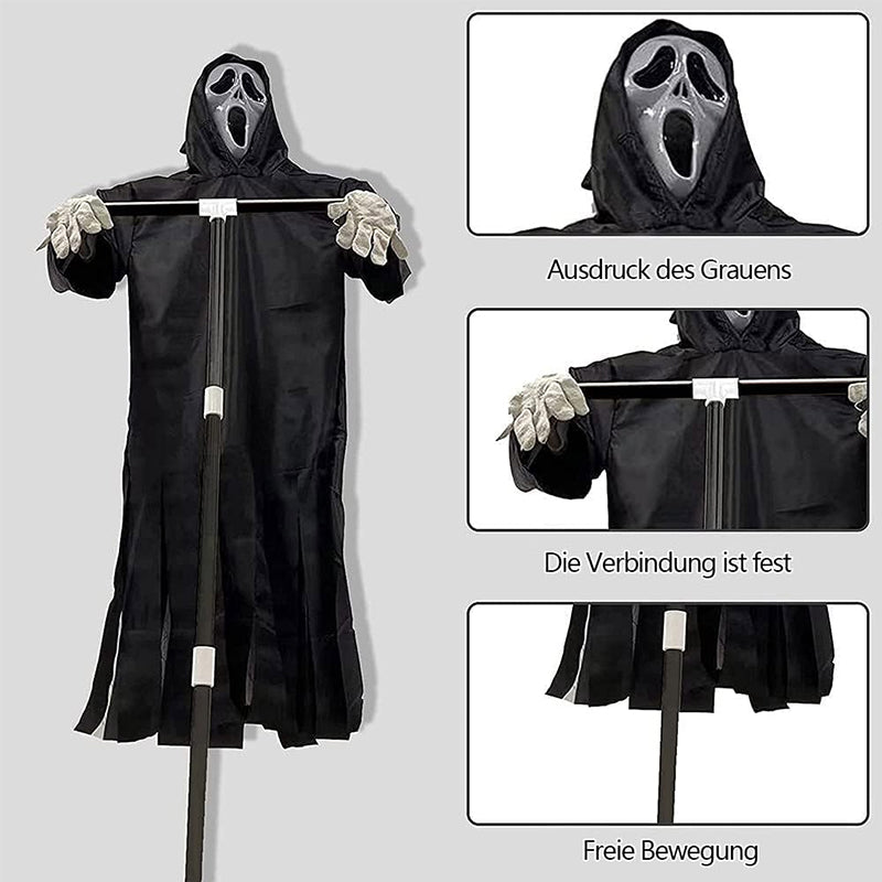 Halloween's Scary Ghost Robe Costume with Crow Prop – Phantom Cloak Dress
