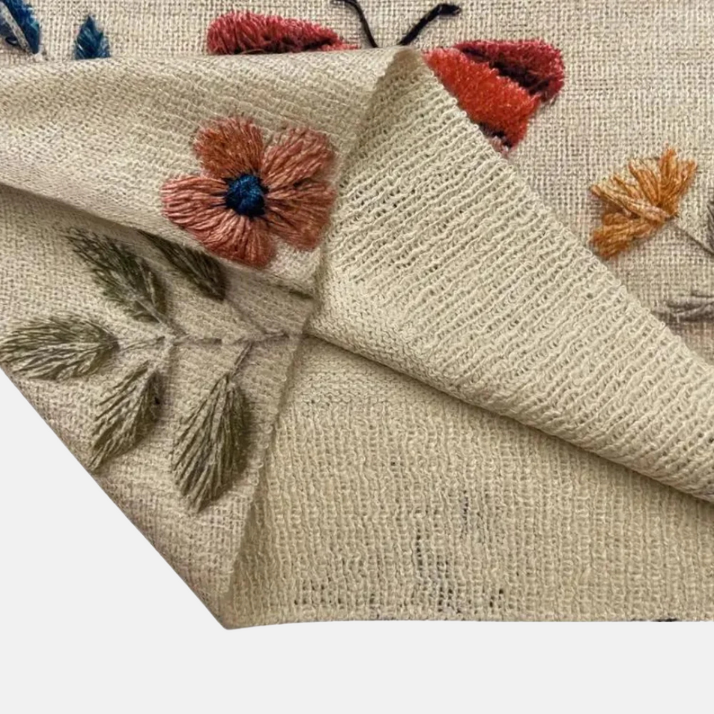 Women's Embroidered Floral Pullover Sweater Crew Neck