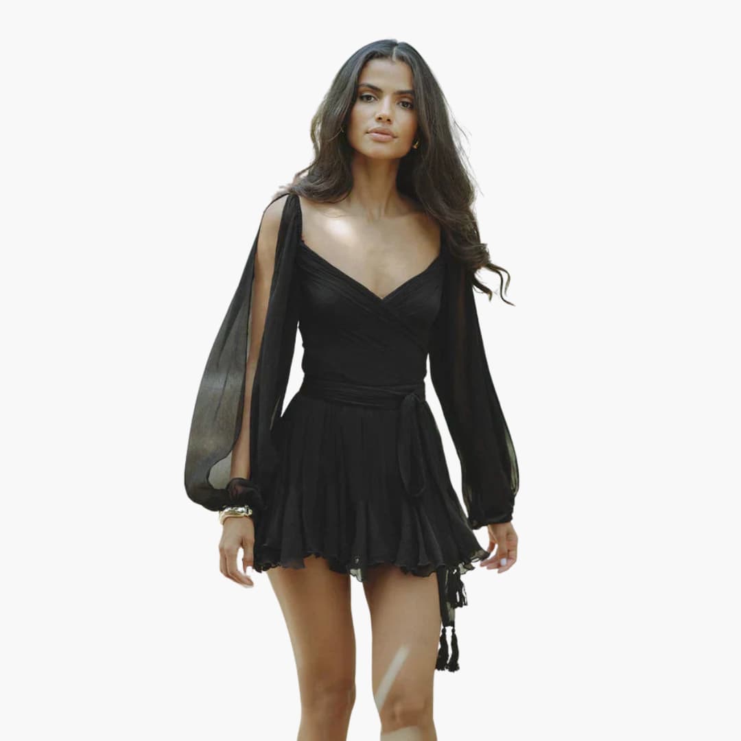 Women’s Mini Dress with V-Neck and Ruffled Hem