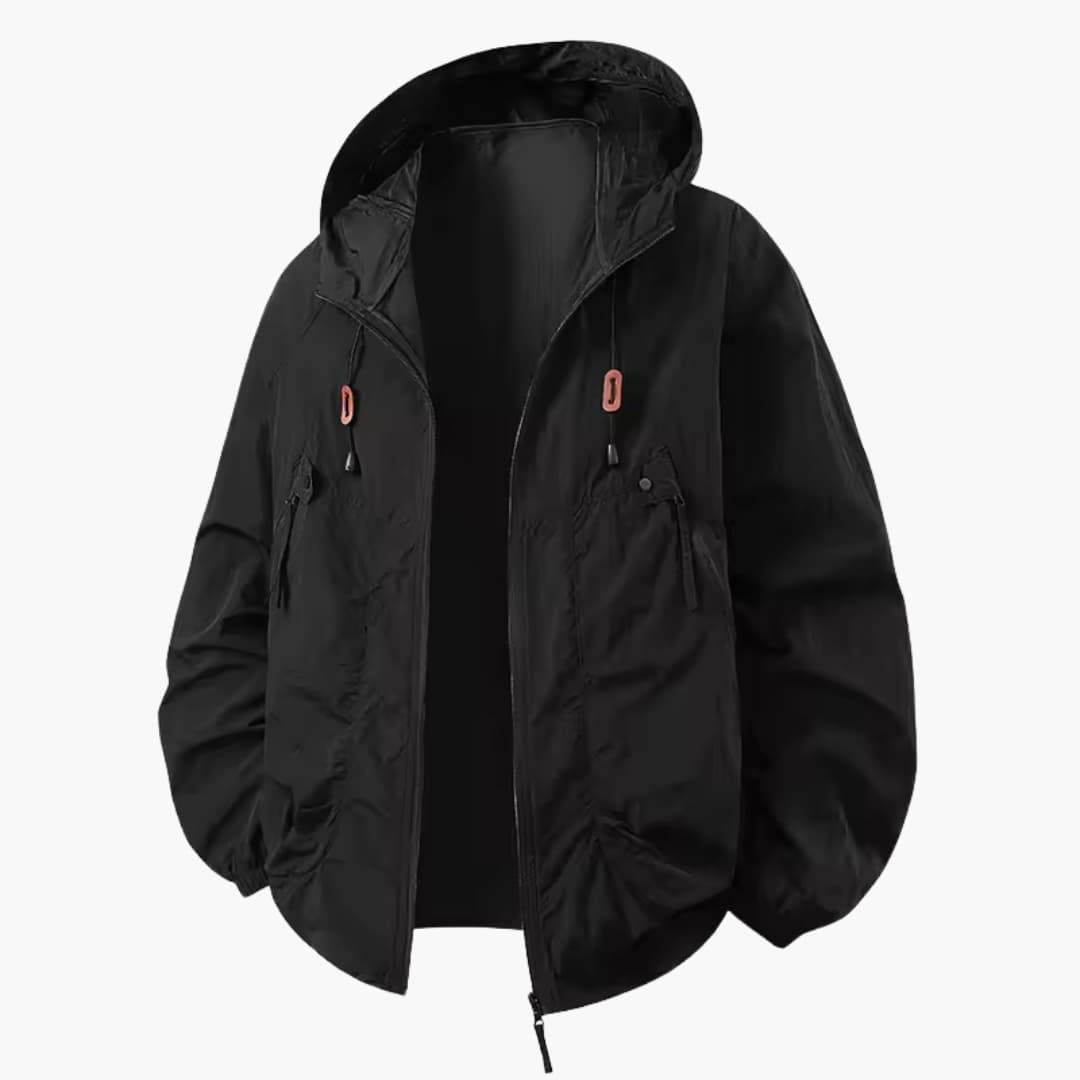 Women's Windbreaker Jacket with Hood and Zippered Pockets