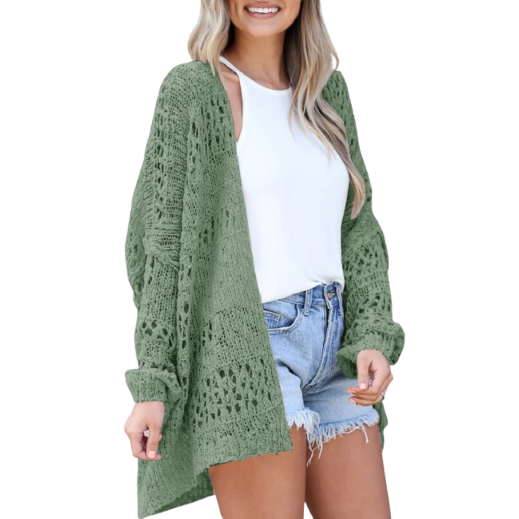 Women's Oversized Cardigan with Open-Knit Design and Lightweight Fabric