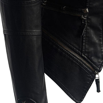 Women's Black Studded Moto Jacket, Fitted, Long Sleeves