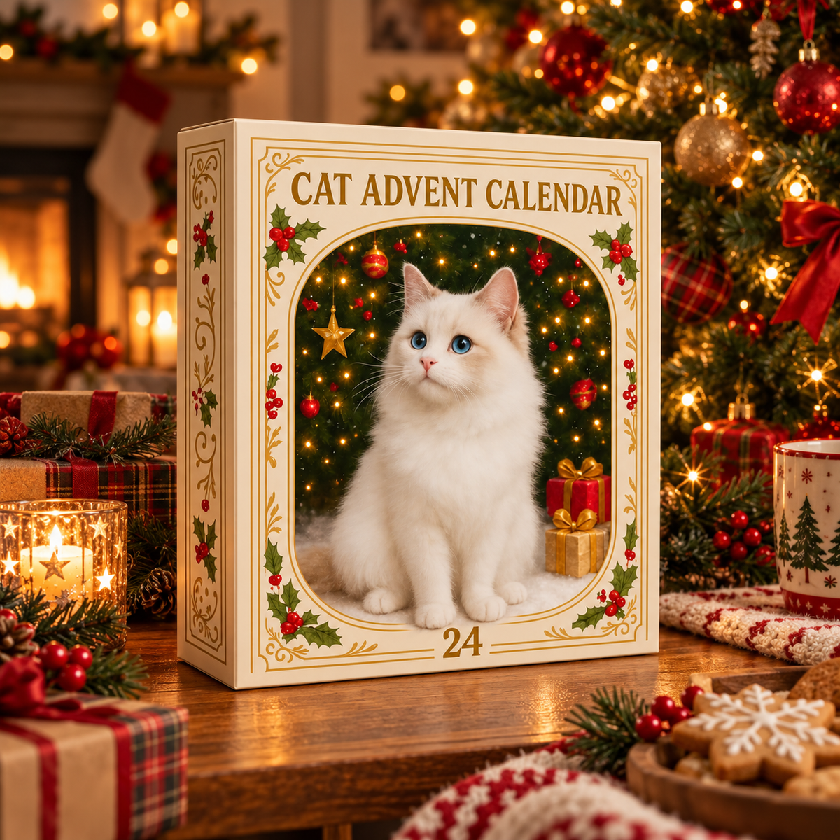 Mistletoe Meow – 24 Cat Acrylic Christmas Ornaments