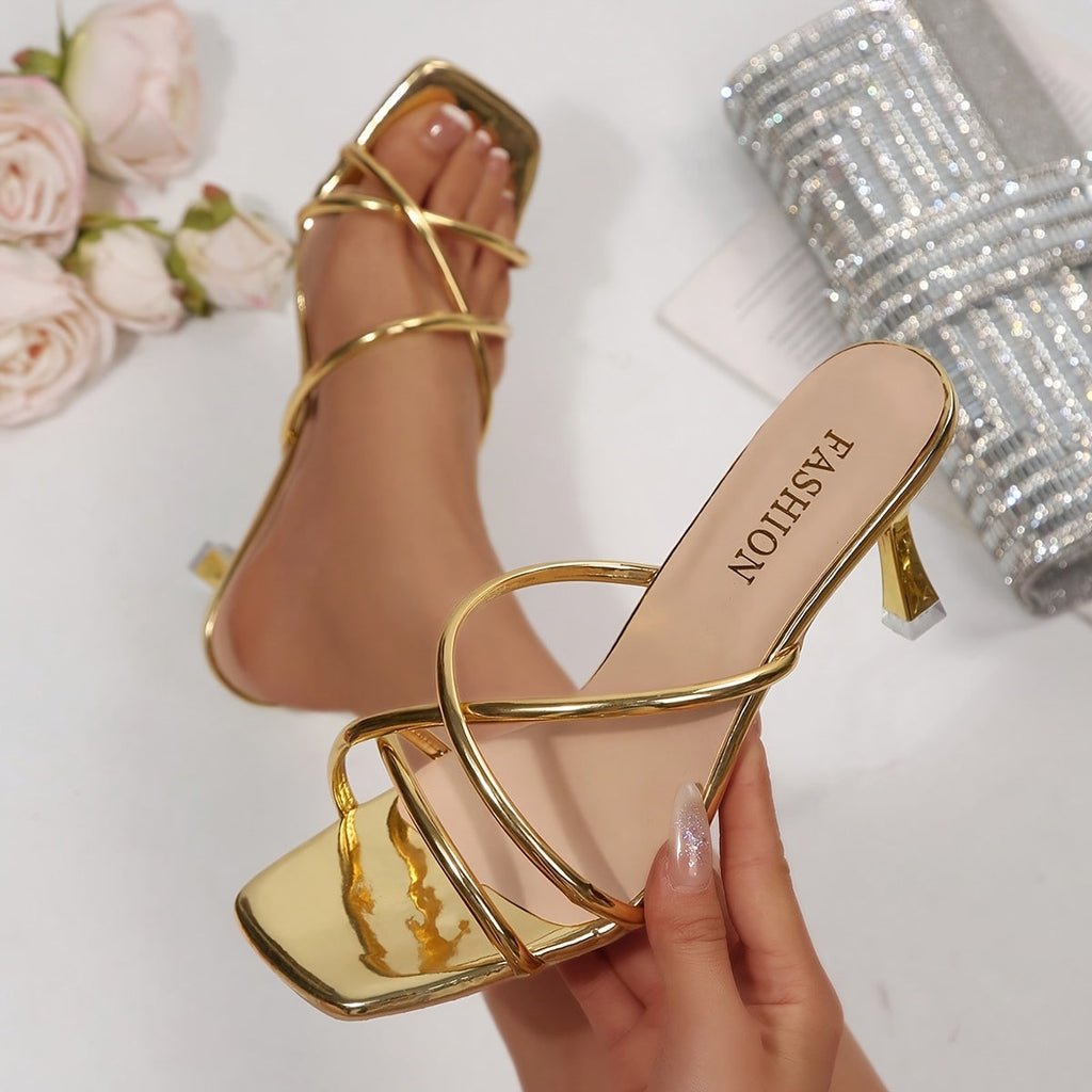 Women's Stiletto High Heels with Soft Soles and Cross-Strap Design