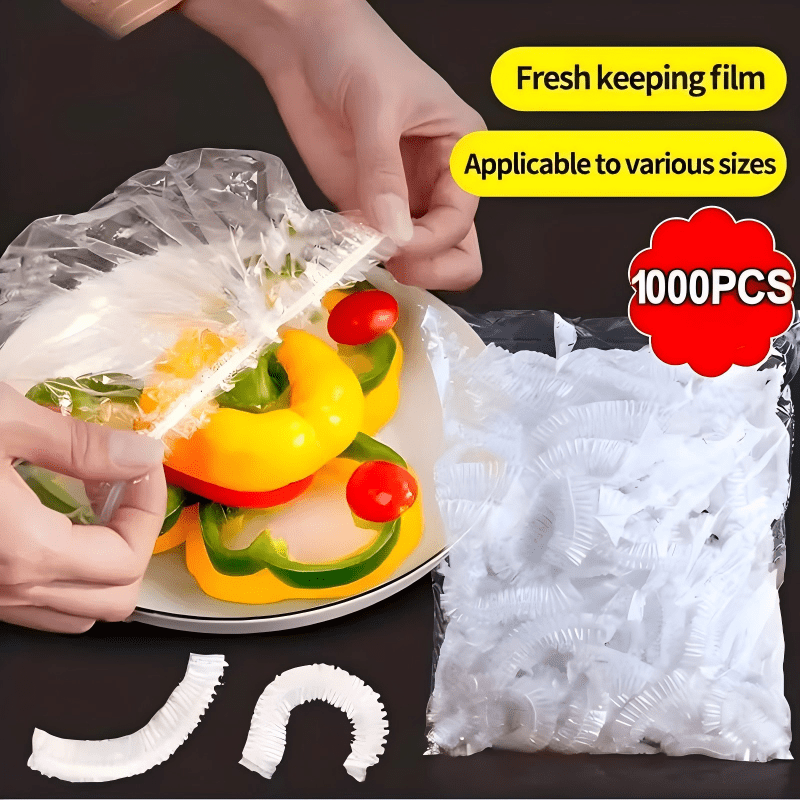 1000 Elastic Disposable Food Cover Caps, PE Bowl & Plate Covers 35 cm