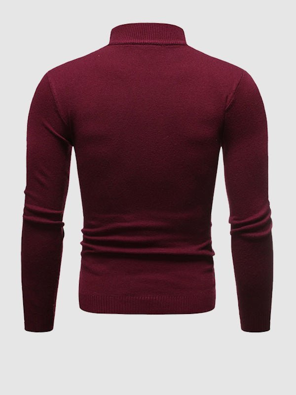 Men's Slim Fit Turtleneck Sweater, Long Sleeves, Ribbed Trims