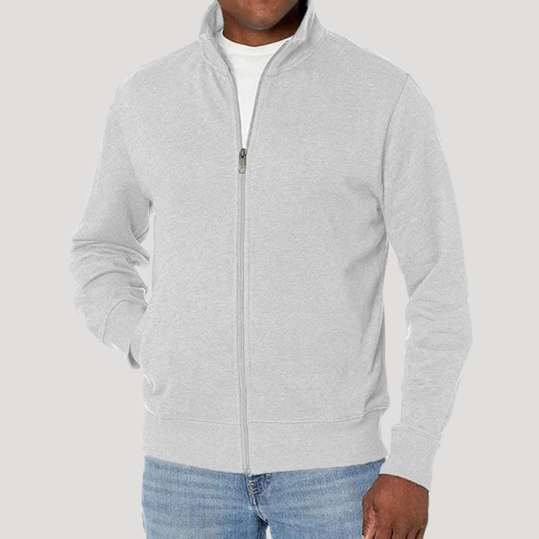 ZIP FRONT STAND COLLAR JACKET FOR MEN