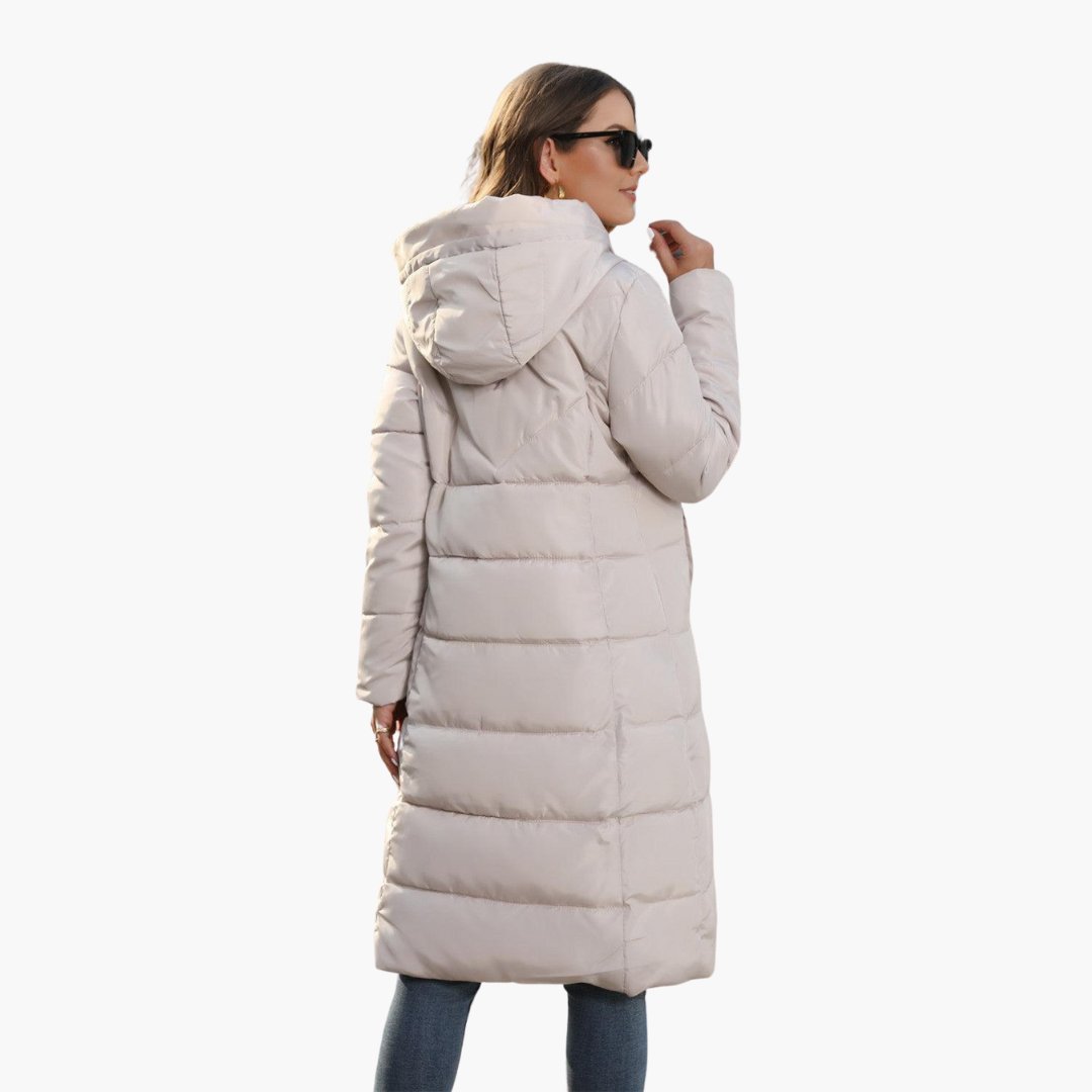 Long Hooded Puffer Coat for Women – Warm & Stylish Winter Jacket