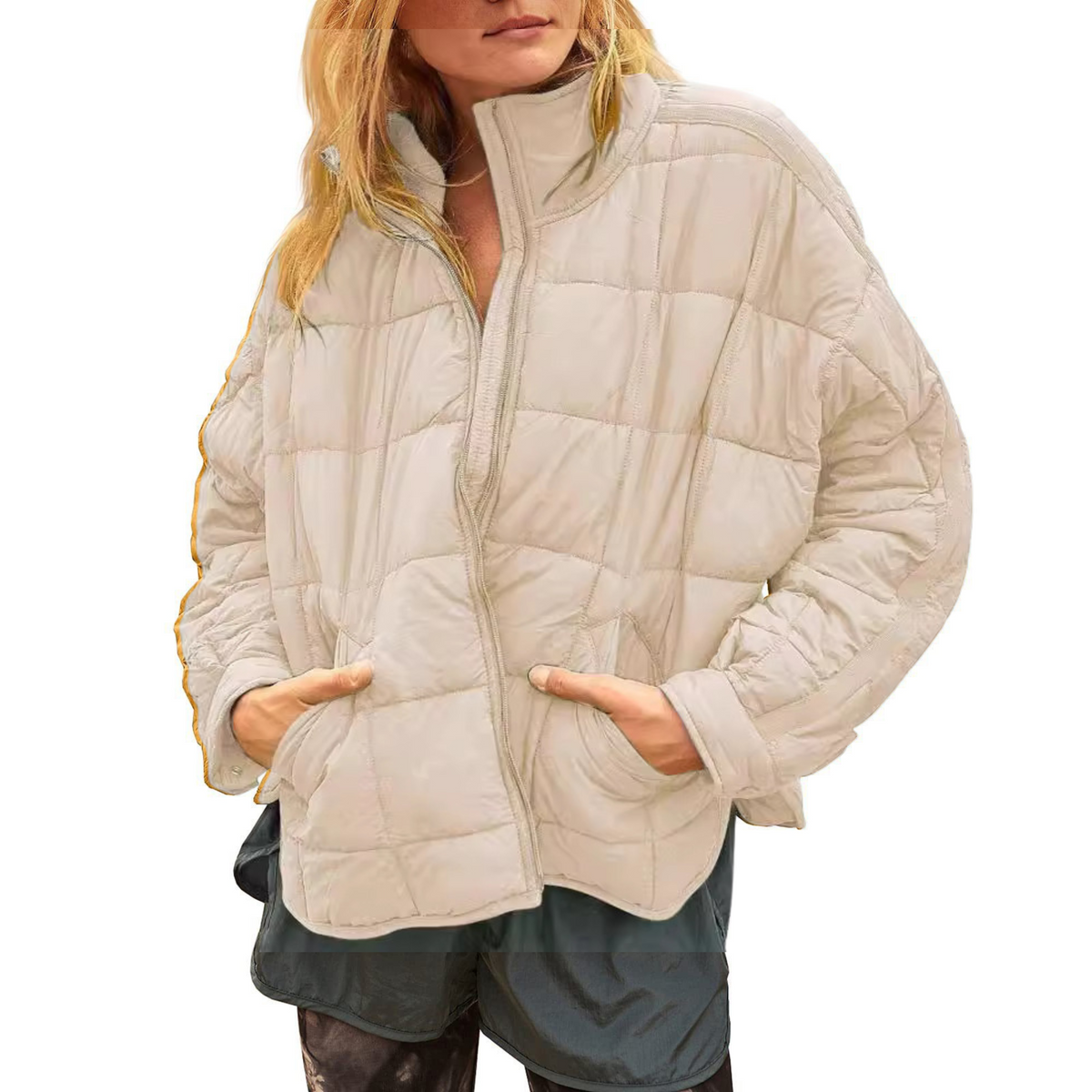 Women's Lightweight Puffer Jacket with Compact Zip and Insulating Warmth