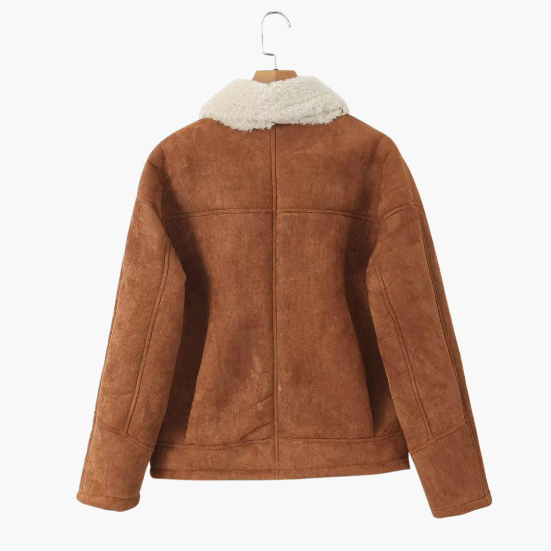Vintage Faux Shearling Jacket - Women's Oversized Winter Coat