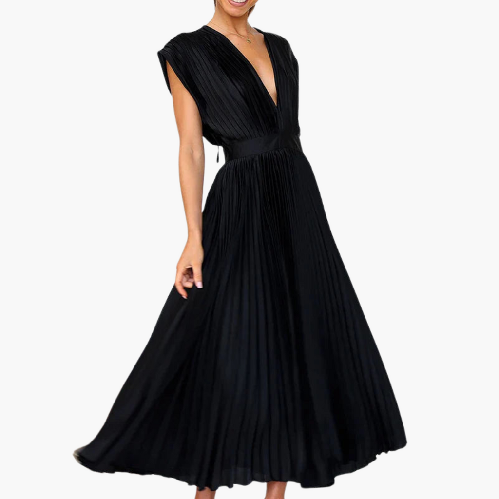 Women’s Midi Dress with Puff Sleeves and Floral Print