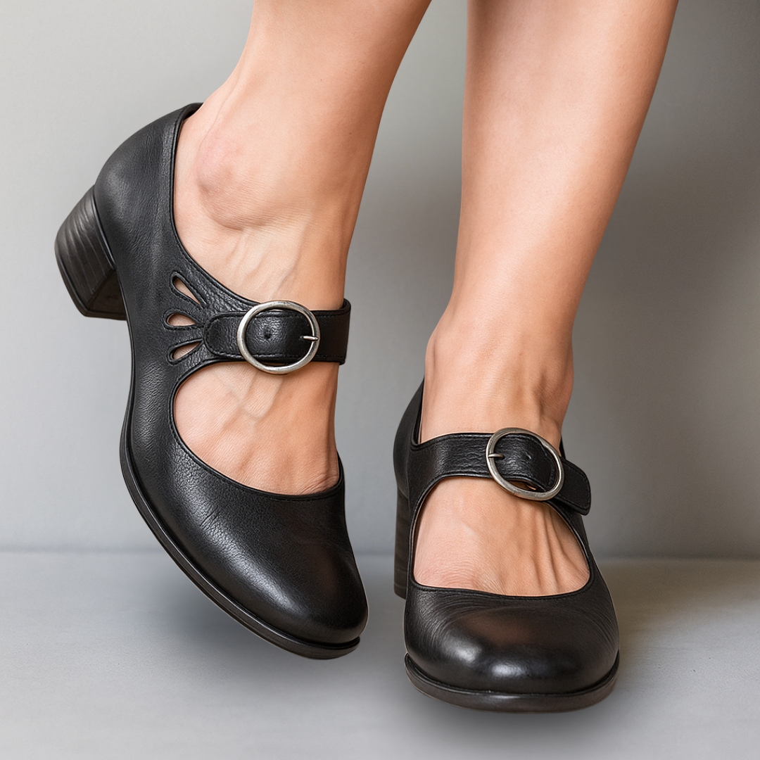 Women's Orthopedic Vegan Leather Sandals with Adjustable Buckle and Supportive Sole