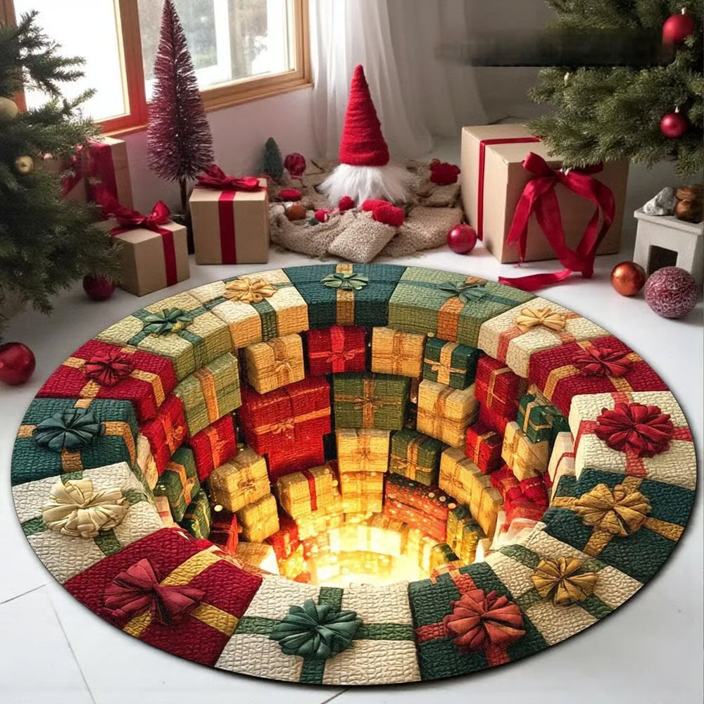 Merry Mirage – 3D Swirl Quilted Christmas Rug