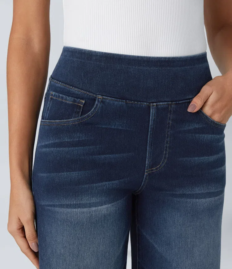 Women's High-Waisted Wide-Leg Jeans with Stretch Fit