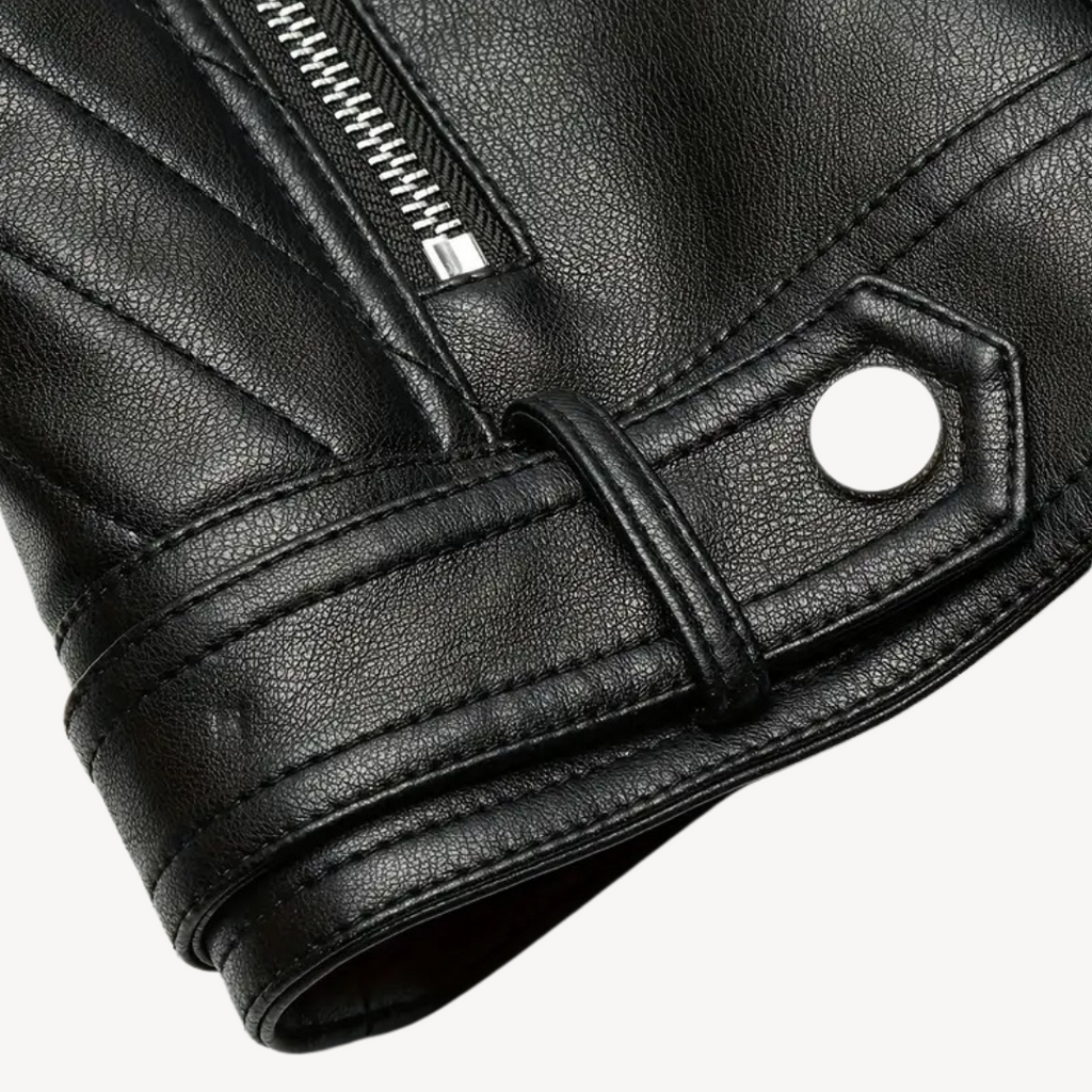 Women's Biker Jacket with Notched Lapel Collar