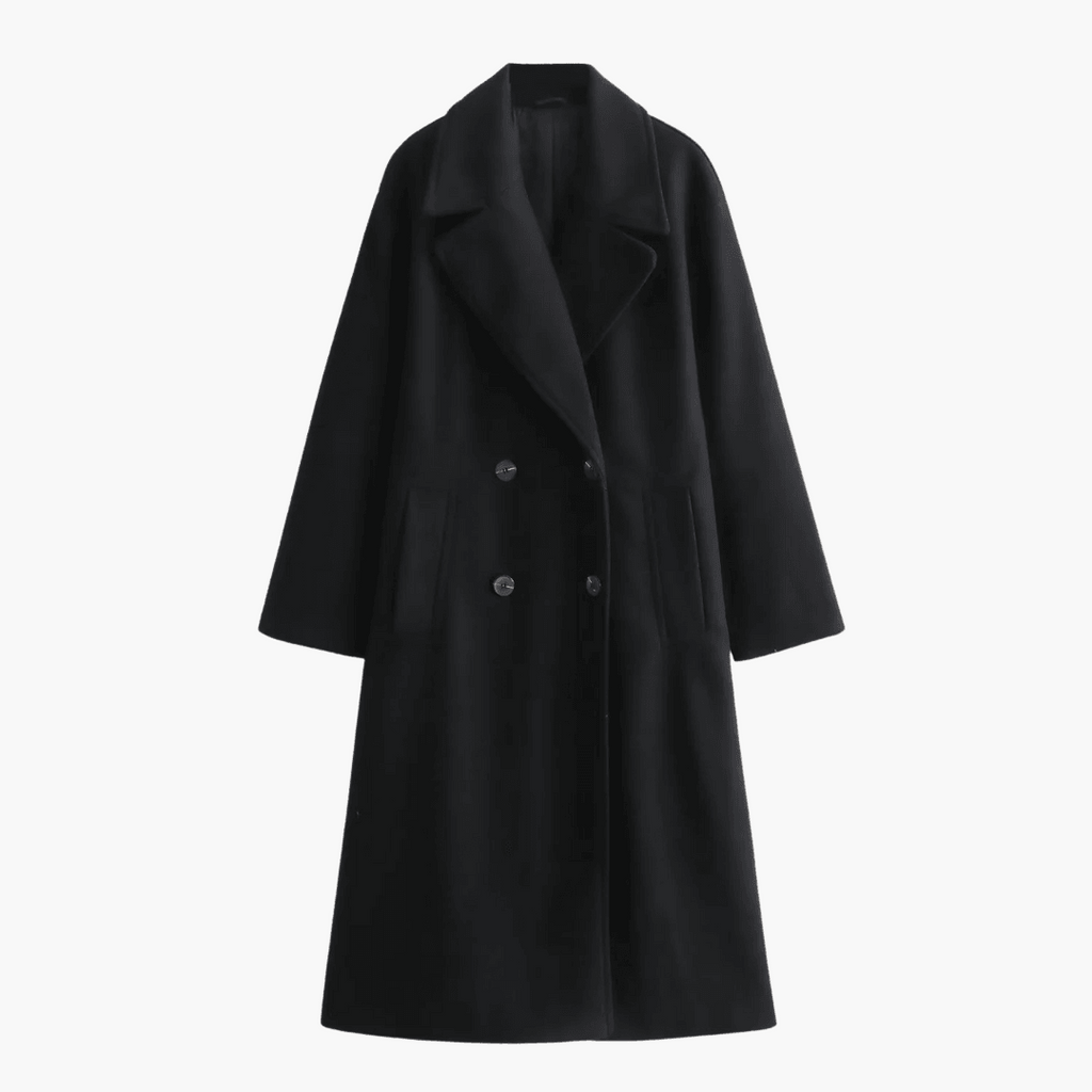 Long Wool-Blend Winter Coat - Elegant Outerwear for Women