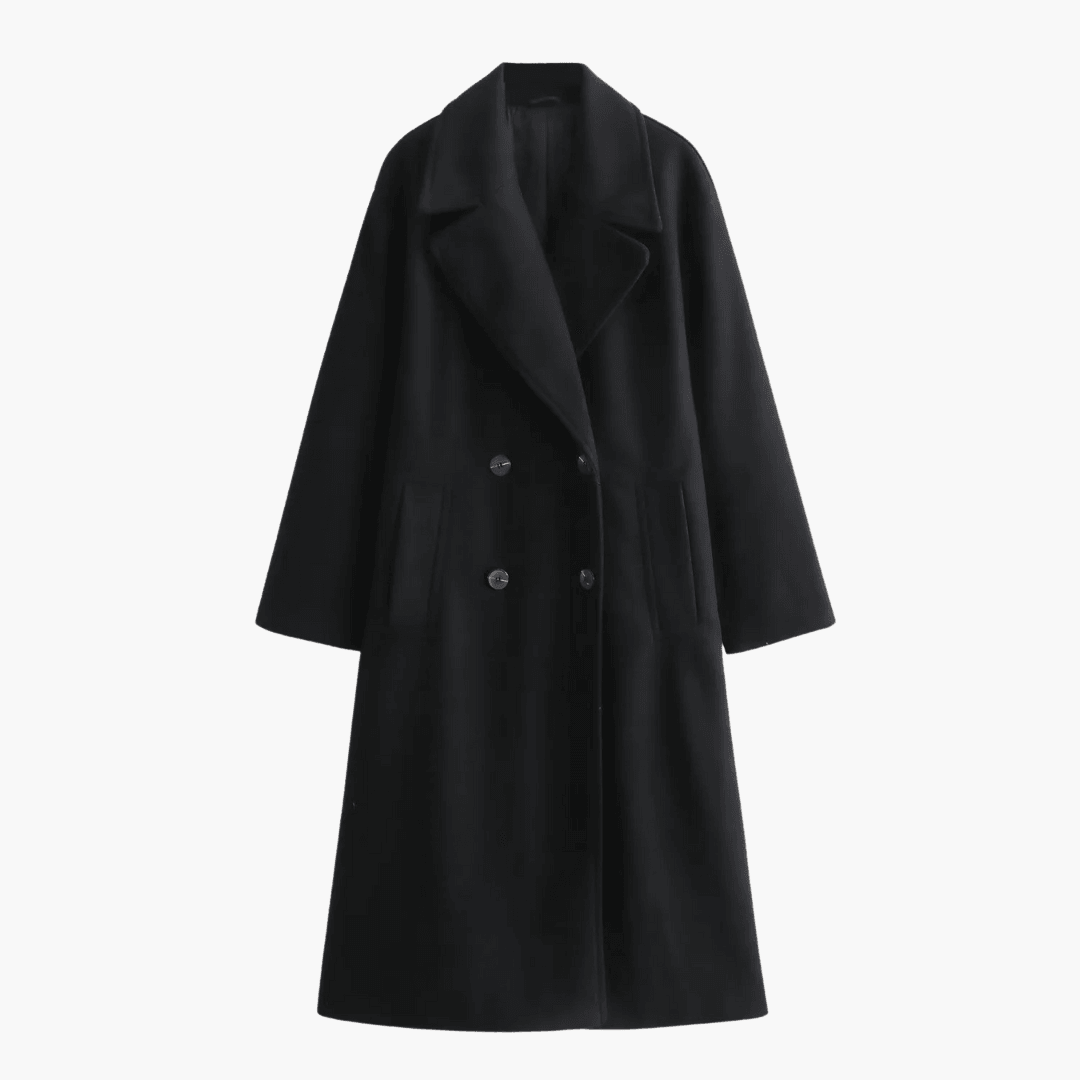 Long Wool-Blend Winter Coat - Elegant Outerwear for Women