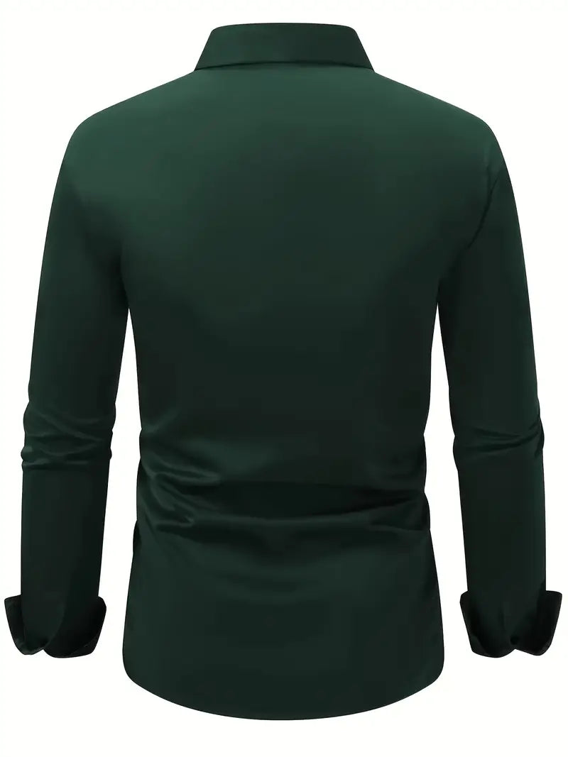 Men's Slim Fit Long Sleeve Shirt, Button Front, Collared