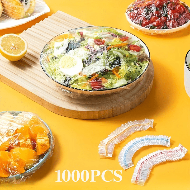 1000 Elastic Disposable Food Cover Caps, PE Bowl & Plate Covers 35 cm