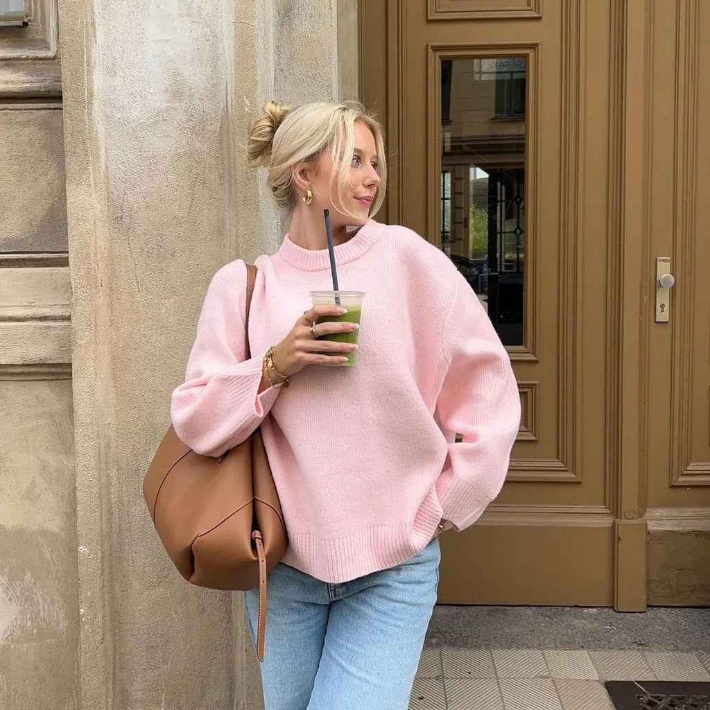 Women's Crew Neck Pullover Sweater Oversized Fit