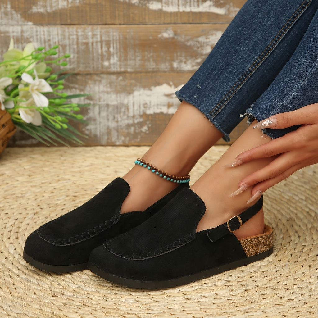 Women's Outdoor Slip-On Loafers with Buckle and Rubber Sole