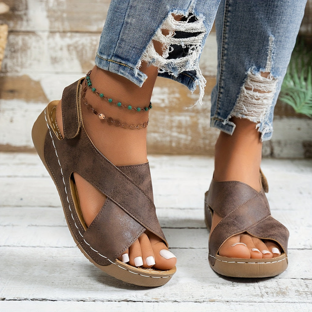 Women's Platform Wedge Sandals with Cushioned Footbed and Chic Straps