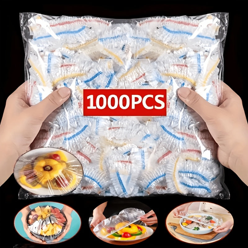 1000 Elastic Disposable Food Cover Caps, PE Bowl & Plate Covers 35 cm
