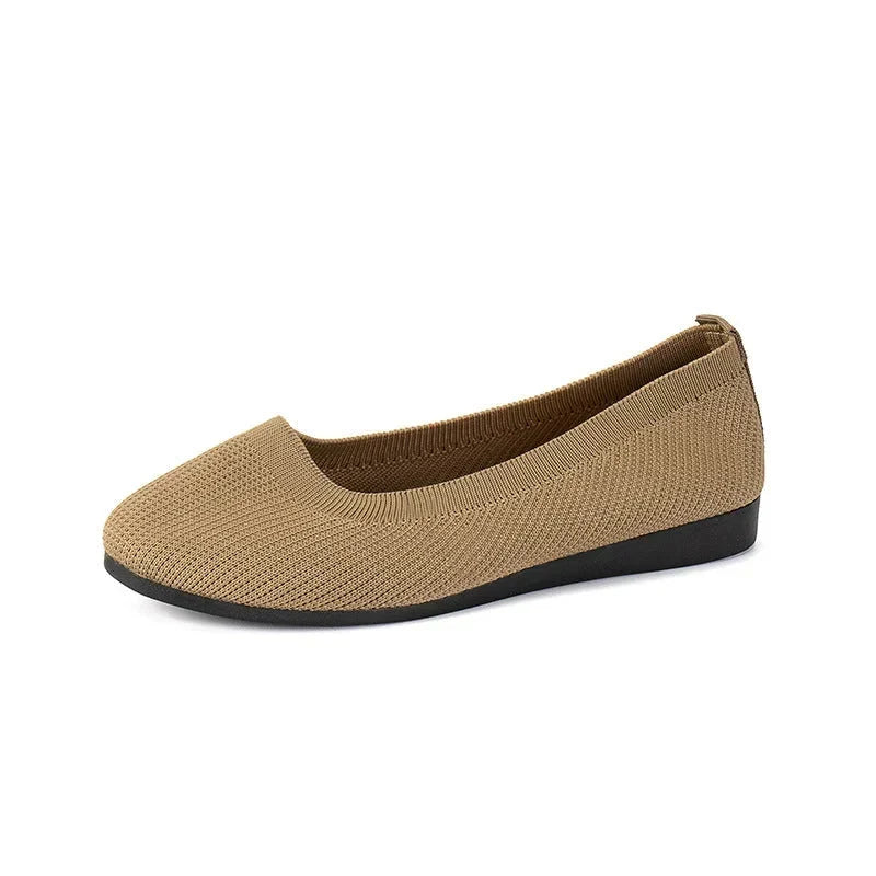 Women's Slip-On Ballet Flats with Ribbed Knit Upper