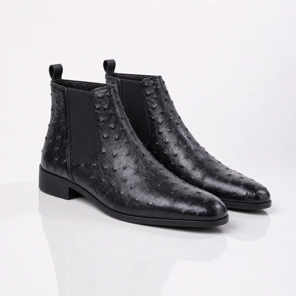 Sinclair Ostrich Embossed Chelsea Boots