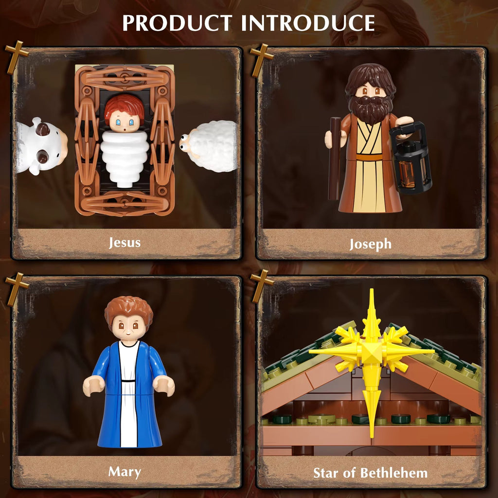 Halloween's Complete White Nativity Building Block Set