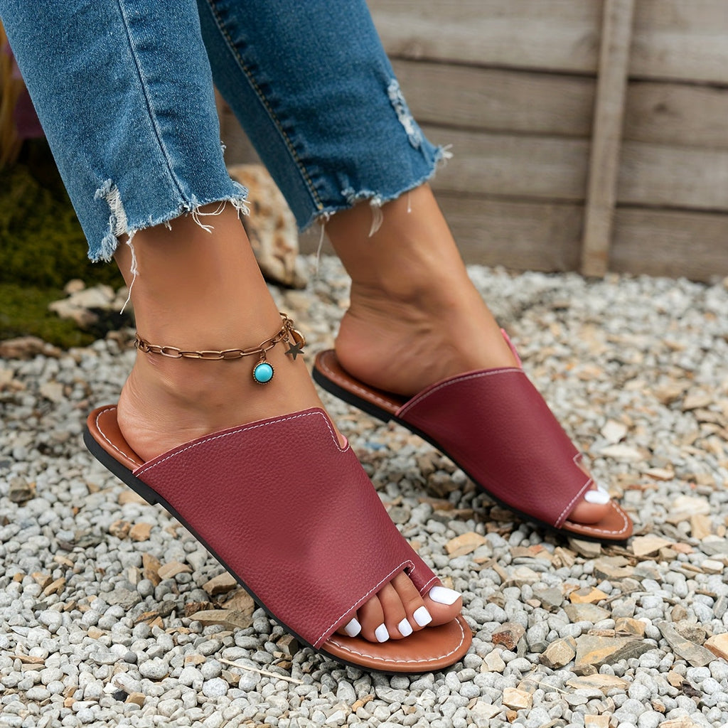 Women's Summer Sandals with Open Toe and Slip-On Design