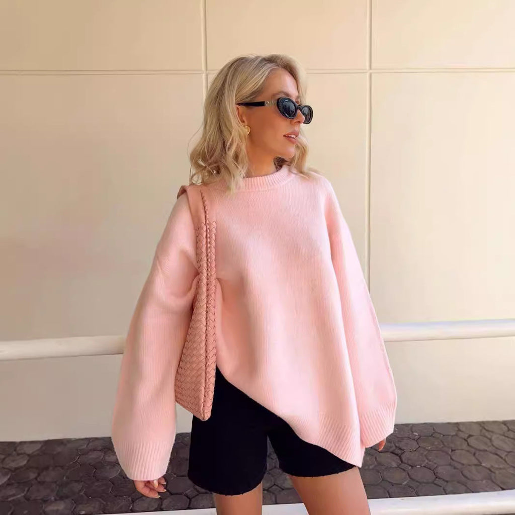 Women's Crew Neck Pullover Sweater Oversized Fit