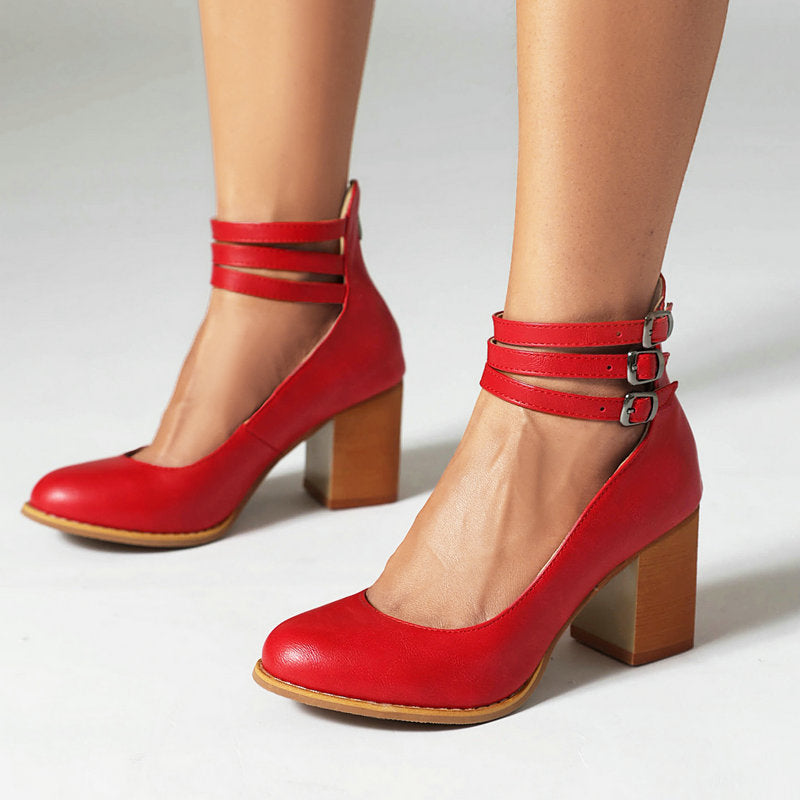 Women's Sandals with Ankle Strap and Stable Block Heel