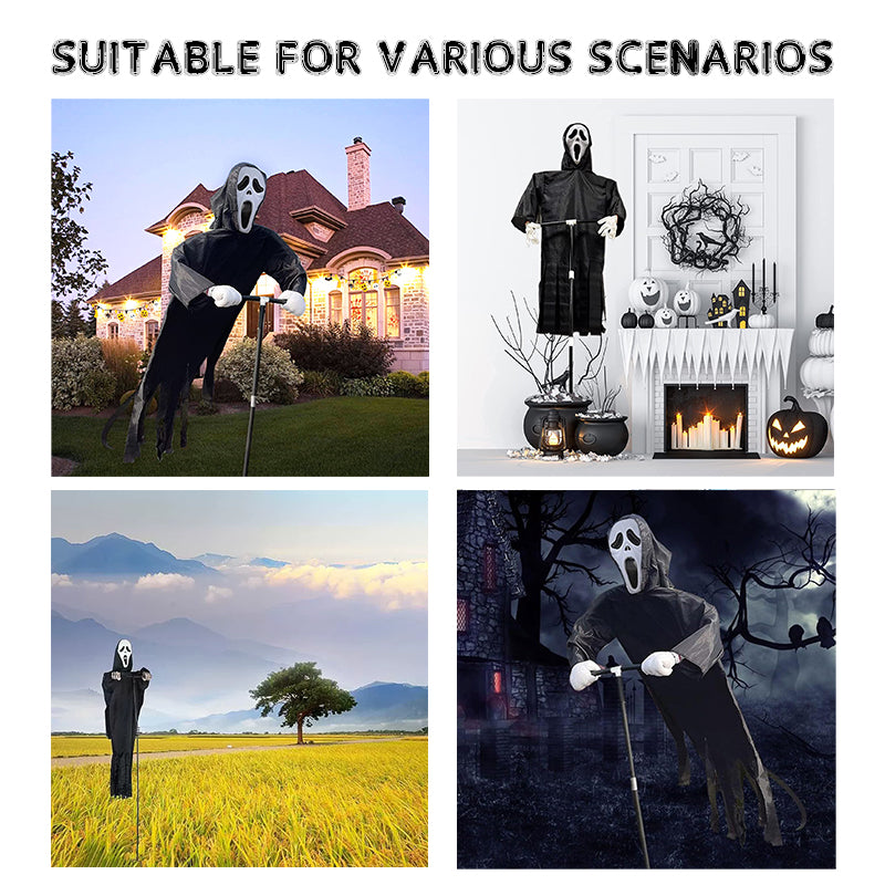 Halloween's Scary Ghost Robe Costume with Crow Prop – Phantom Cloak Dress